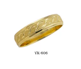 14k Solid Gold Elegant Ladies Modern Wire Matte Flat Band 5mm Ring VK606v(Y)