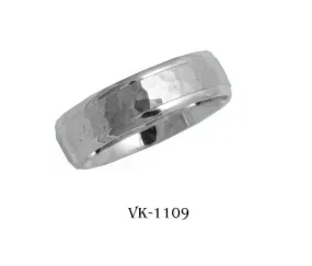 18k Solid Gold Elegant Ladies Modern Hammer Finished Flat Band 6MM Ring VK1109v