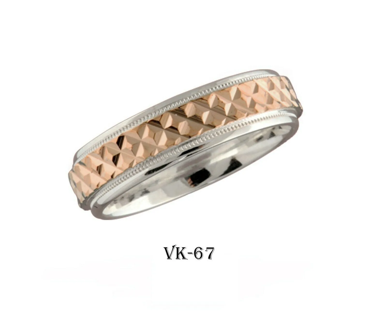 18k Solid Gold Elegant Ladies Modern Hammered Finish Flat Band Ring VK67v