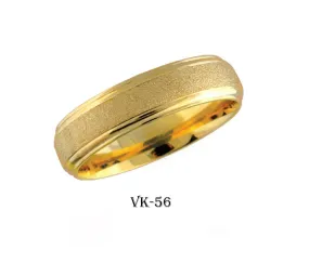 18k Solid Gold Elegant Ladies Modern Sand Finish Flat Band 6MM Ring VK56v