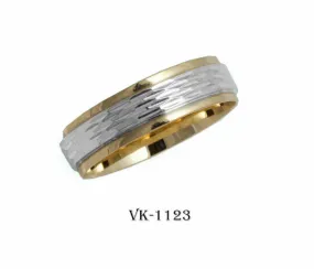 18k Solid Gold Elegant Ladies Modern Treebark Finish Flat Band 6mm Ring VK1123v