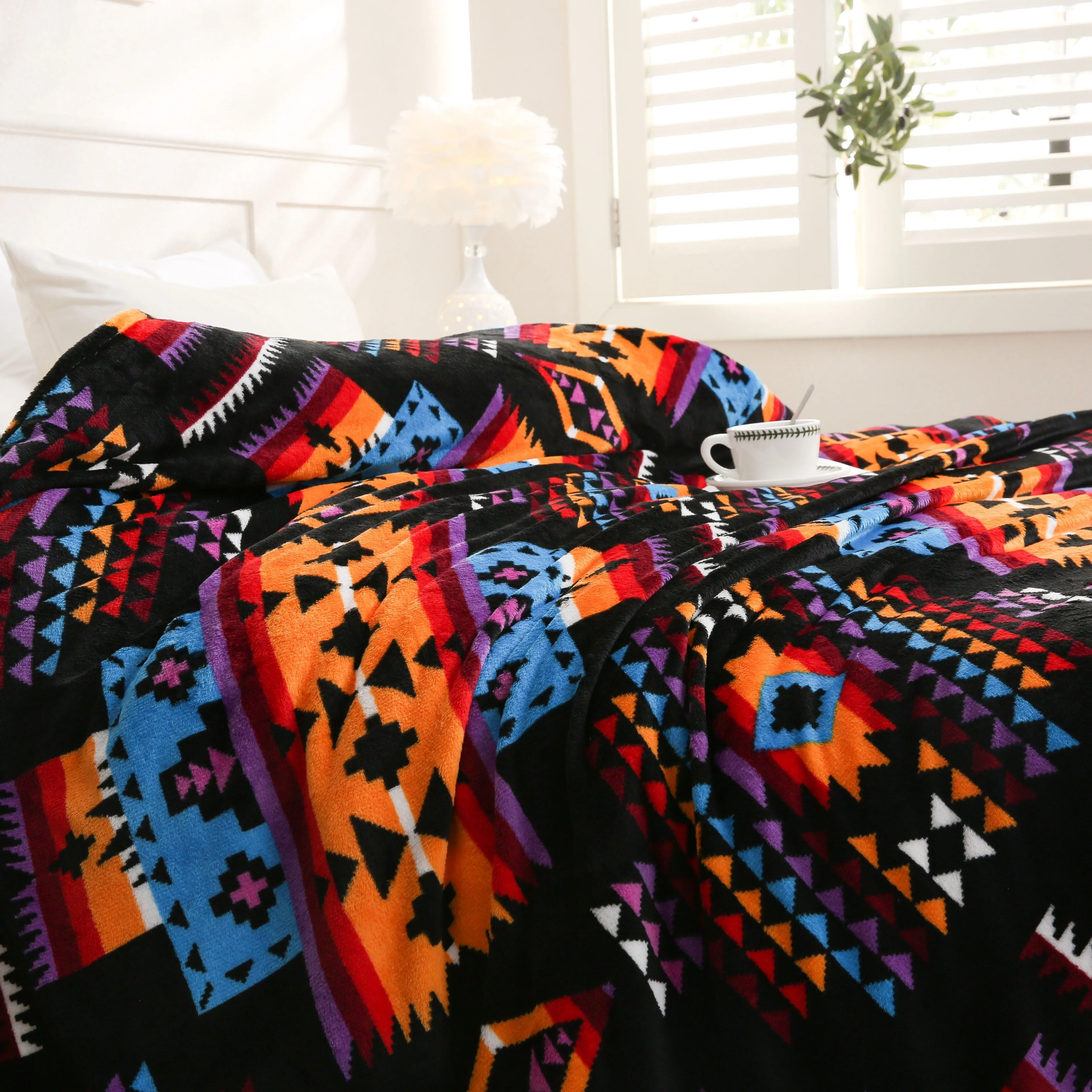 1pc 200gsm Blanket,  Southwestern Style Flannel Blanket, Soft Warm Throw Blanket Nap Blanket For Couch Sofa Office Bed Camping T