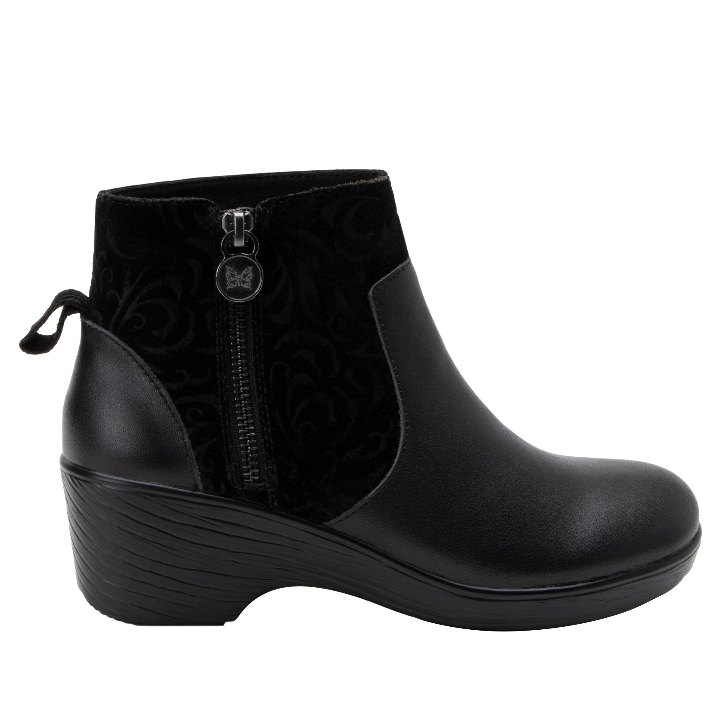 Alegria Womens Serina Deluxe Zip Up Boots- Black