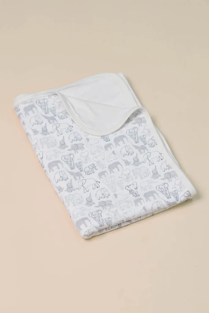 Bamboo Blanket - Grey Elephant Families