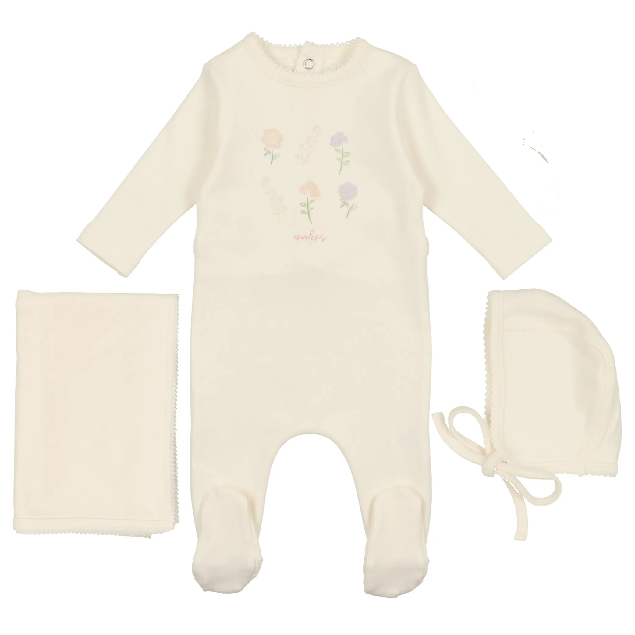 Bee & Dee Ivory Leaf Print Collection Layette Set