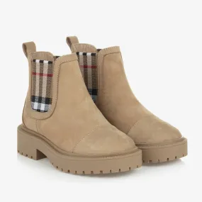 Beige Vintage Check Chelsea Boots