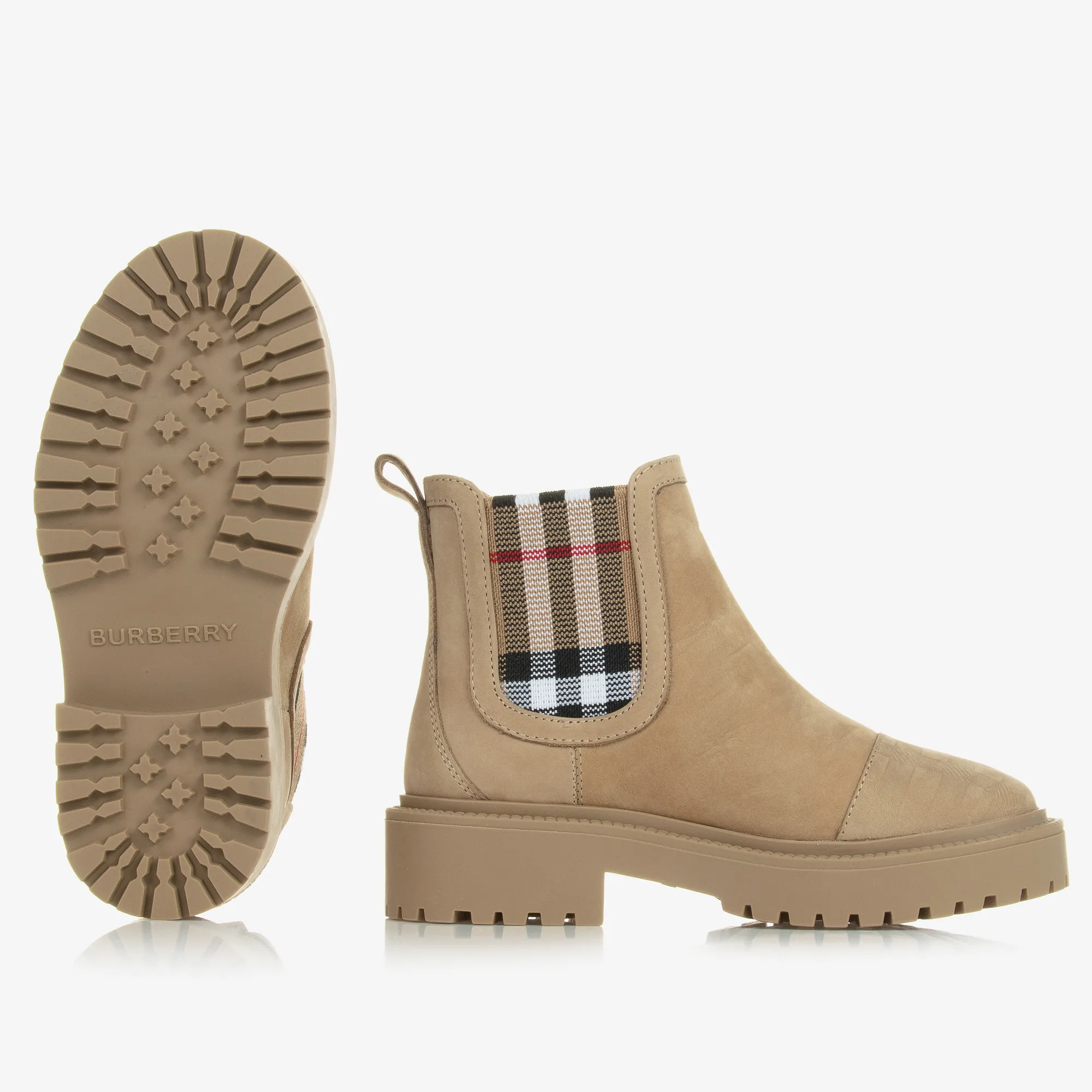 Beige Vintage Check Chelsea Boots