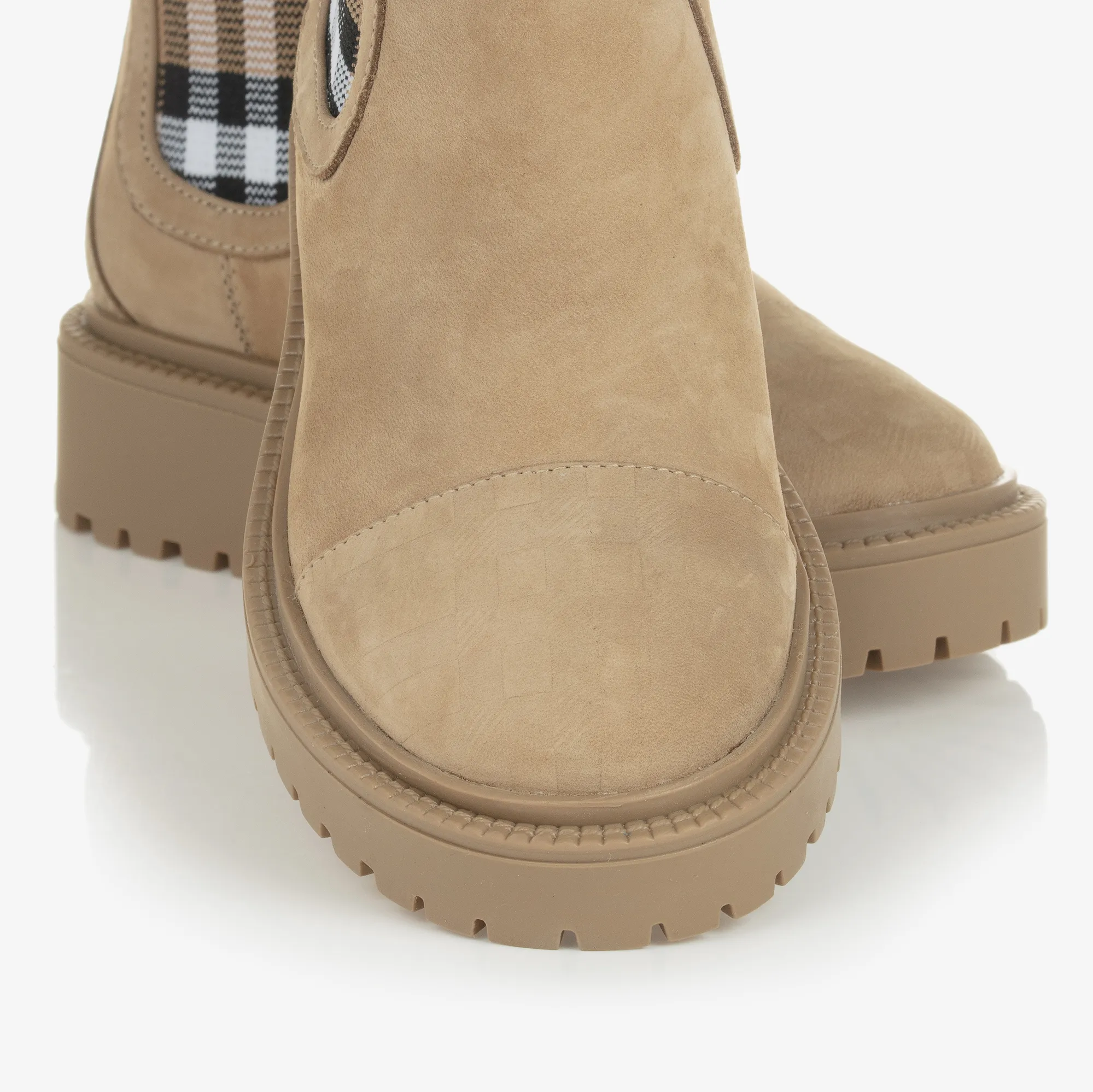 Beige Vintage Check Chelsea Boots