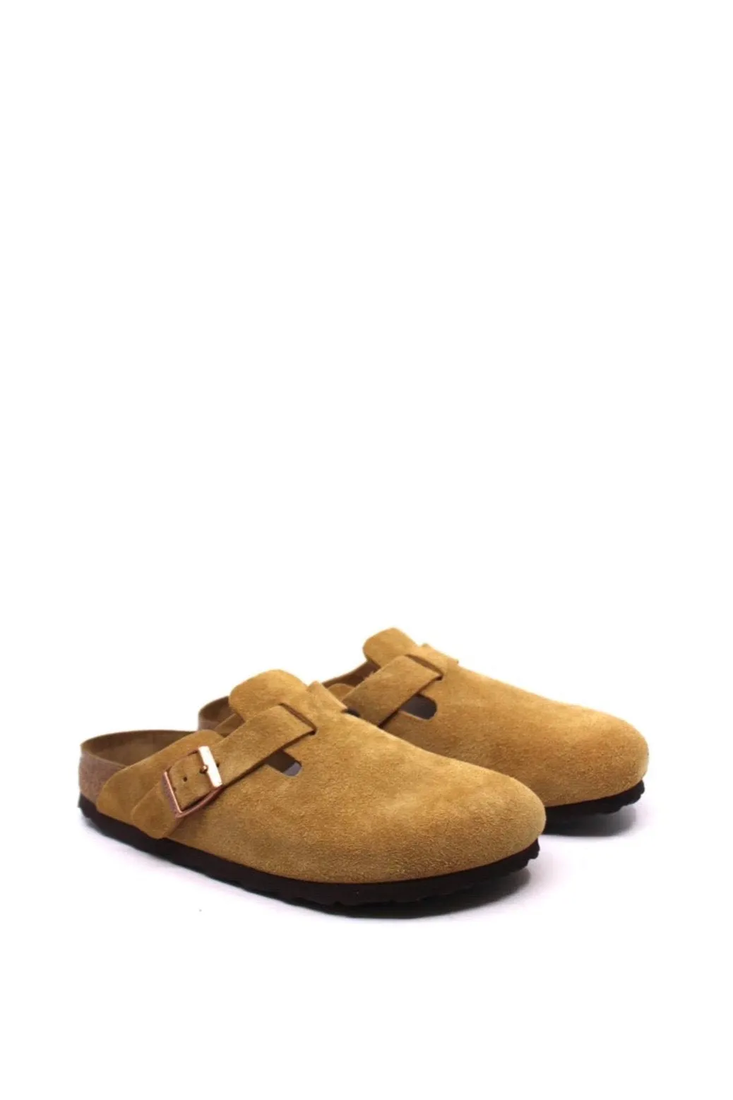 Birkenstock Boston Suede Leather Latte Cream Narrow