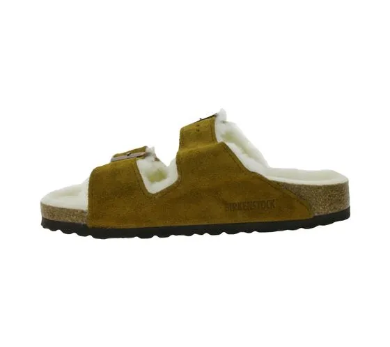 BIRKENSTOCK Mules pour femmes Arizona avec doublure en fourrure Fabriquées en Allemagne largeur étroite 1001135 marron