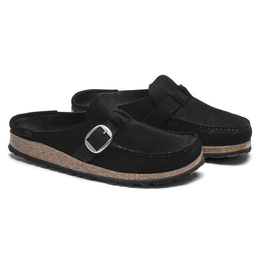 Birkenstock Womens Buckley Suede Leather Clogs-Black