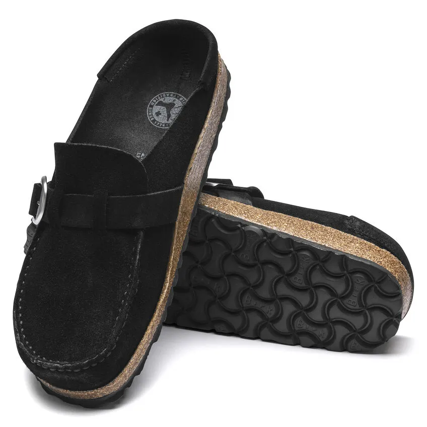 Birkenstock Womens Buckley Suede Leather Clogs-Black