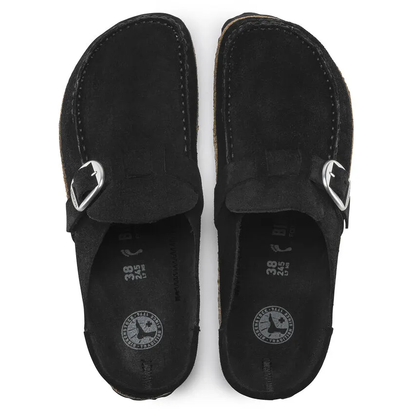 Birkenstock Womens Buckley Suede Leather Clogs-Black