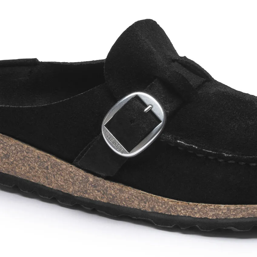 Birkenstock Womens Buckley Suede Leather Clogs-Black