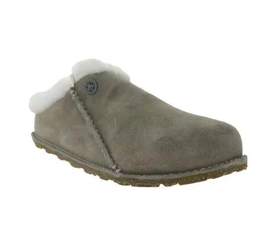 BIRKENSTOCK Zermatt Ciabatte unisex vera pelle con fodera in pelliccia Made in Germany larghezza normale 1023099 grigio