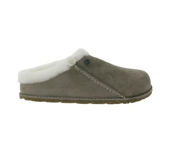 BIRKENSTOCK Zermatt Ciabatte unisex vera pelle con fodera in pelliccia Made in Germany larghezza normale 1023099 grigio