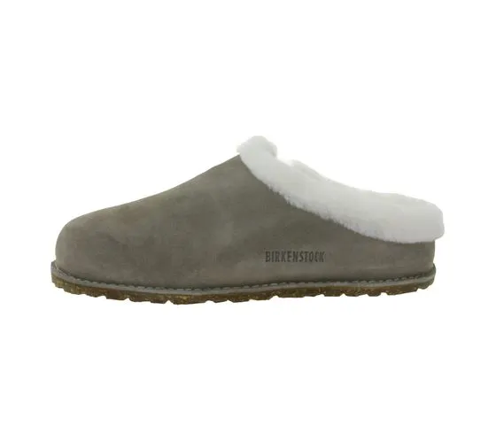 BIRKENSTOCK Zermatt Ciabatte unisex vera pelle con fodera in pelliccia Made in Germany larghezza normale 1023099 grigio