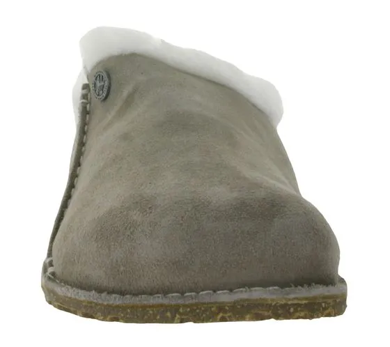 BIRKENSTOCK Zermatt Ciabatte unisex vera pelle con fodera in pelliccia Made in Germany larghezza normale 1023099 grigio