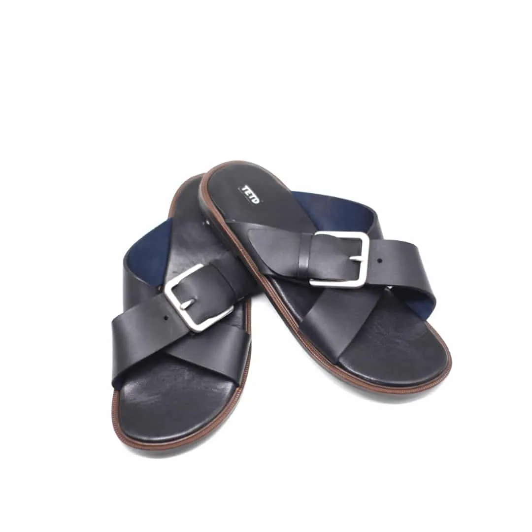 Black Cross Buckle Slide Sandals - African Clothing Store | JT Aphrique