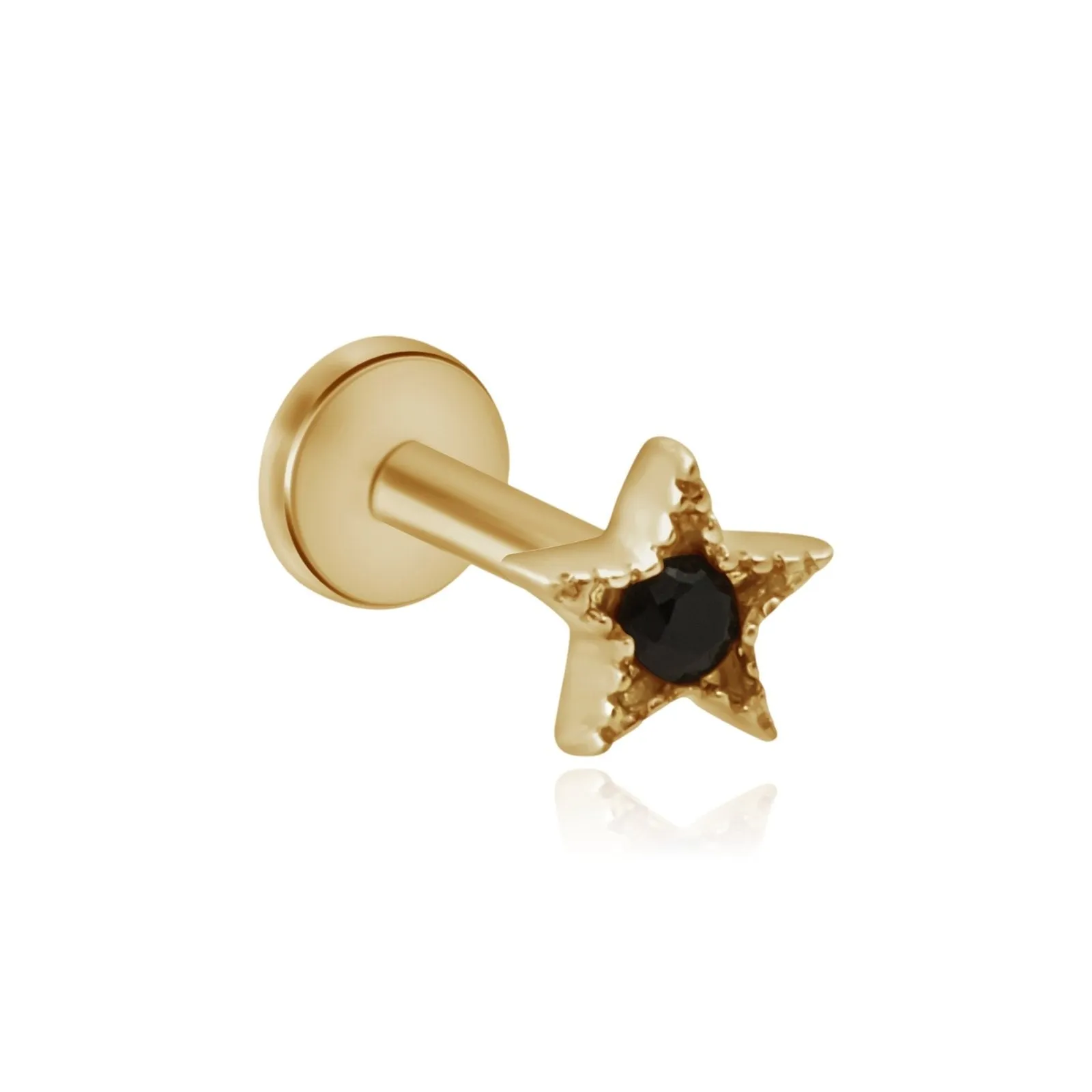 Black Onyx Milgrain Star Flat Back Stud Earring