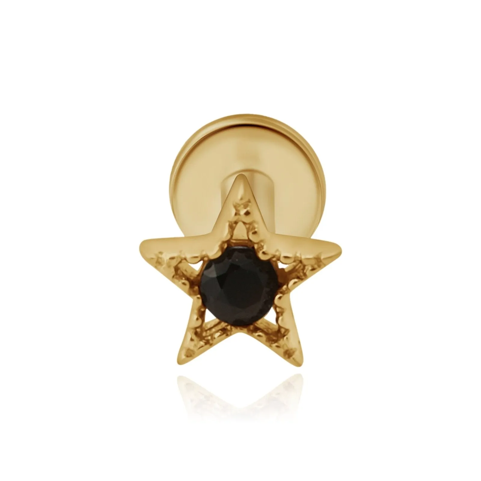 Black Onyx Milgrain Star Flat Back Stud Earring