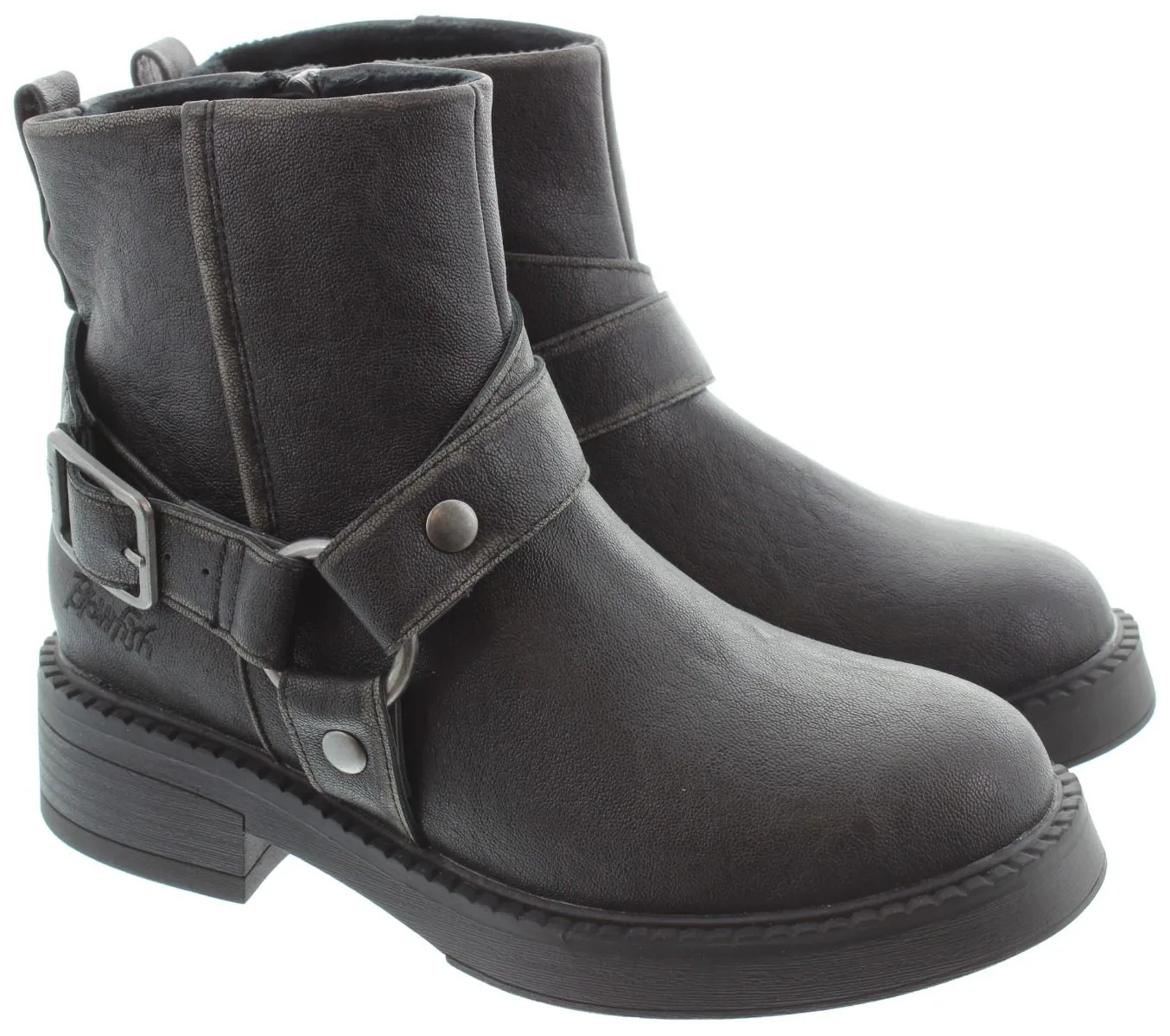 BLOWFISH Ladies Vella Biker Ankle Boots In Black