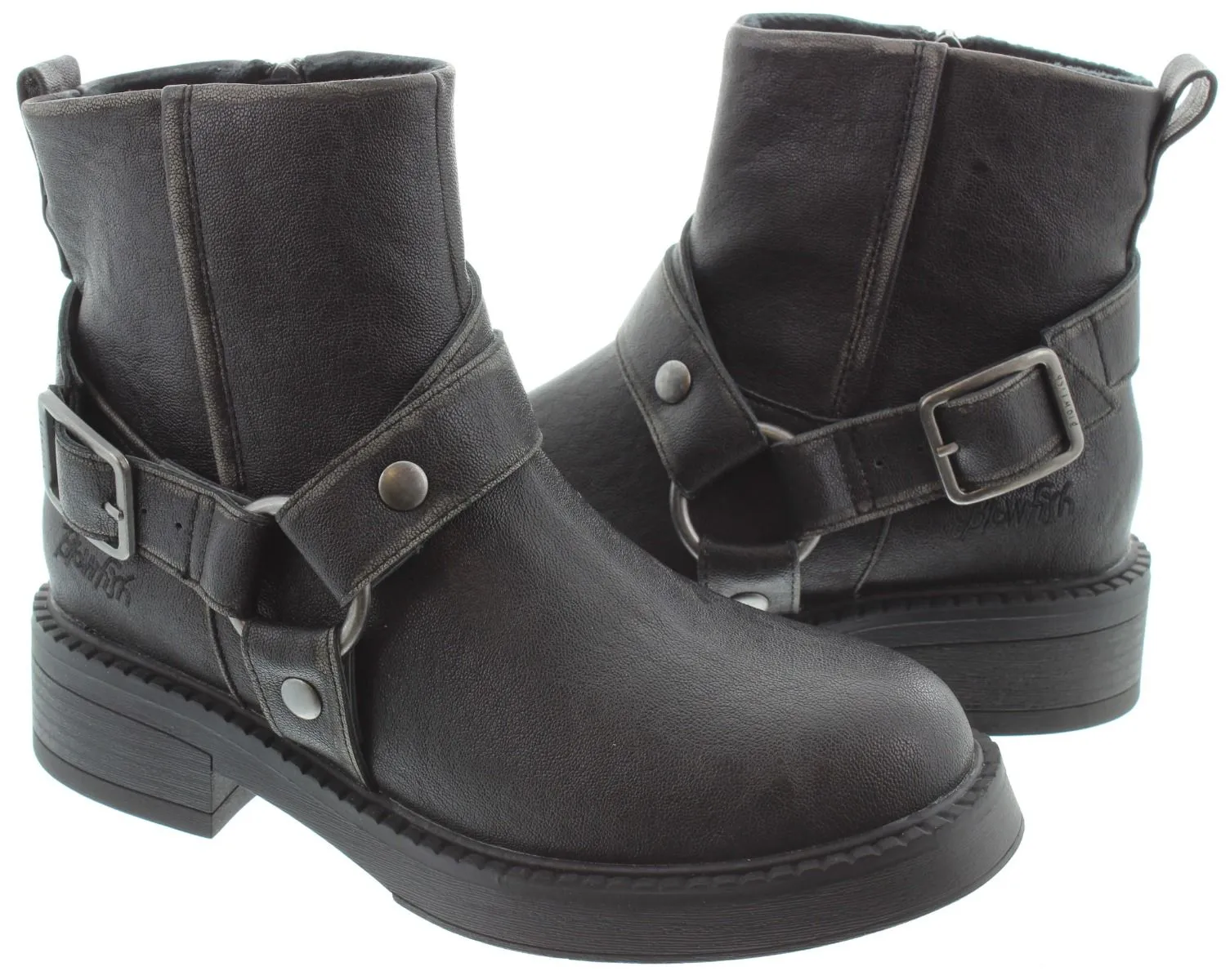 BLOWFISH Ladies Vella Biker Ankle Boots In Black