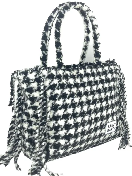 BORSA FANTASIA CHECK BIANCO/NERO