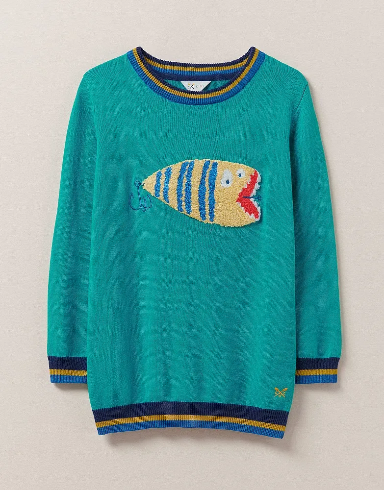 Boy's Fish Fly Crew Neck Jumper from Crew Clothing Company