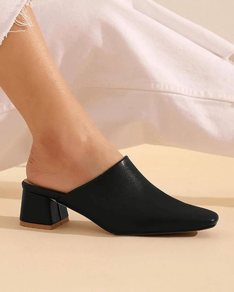 Casual Chunky Heel Clogs