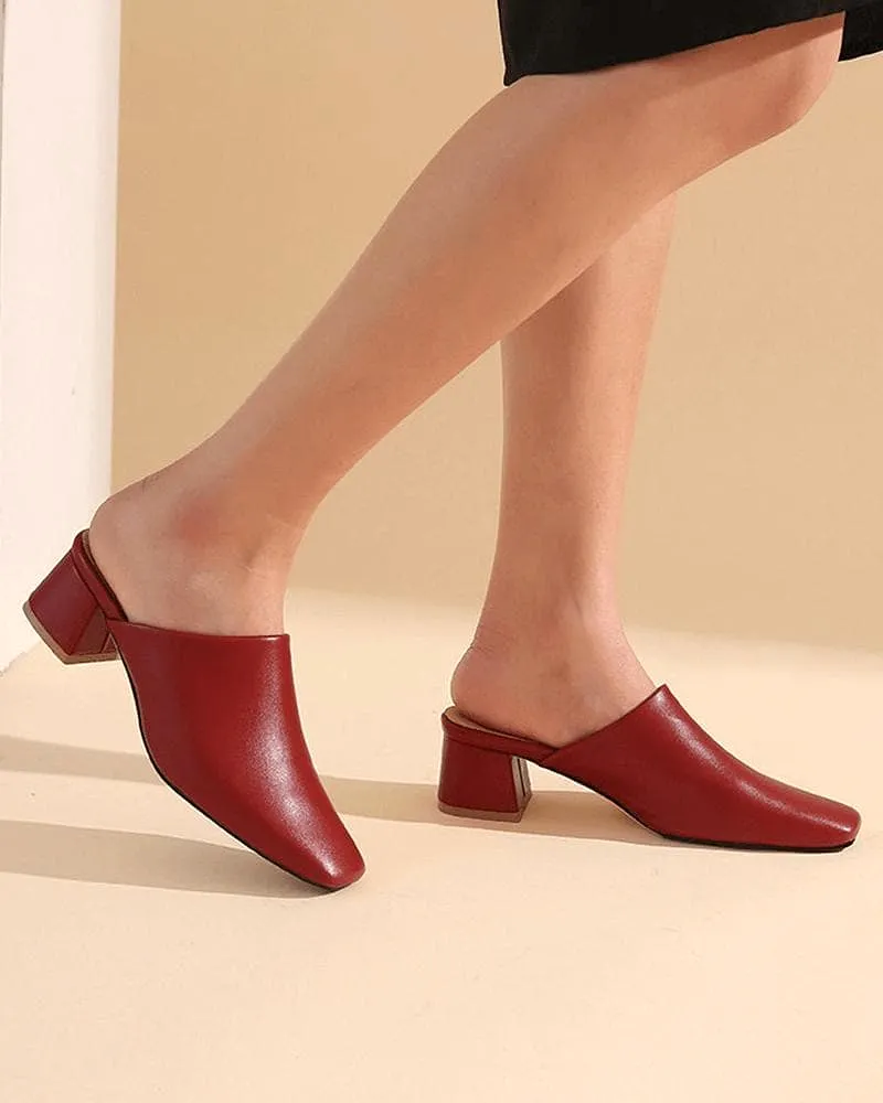 Casual Chunky Heel Clogs