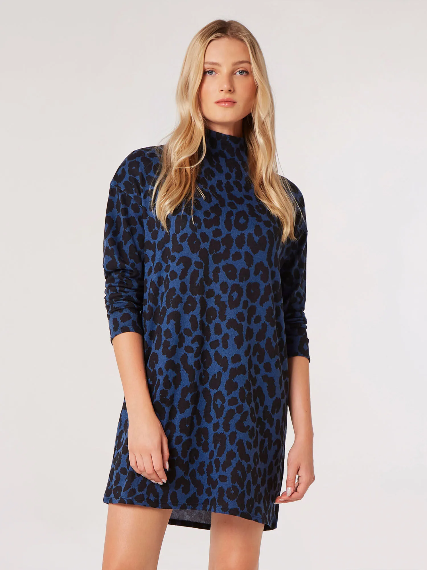 Cheetah Mock Neck Mini Dress | Apricot Clothing