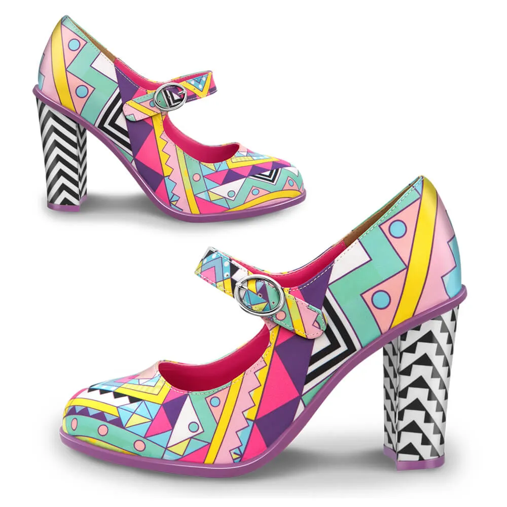 Chocolaticas® High Heels Geometric Women's Mary Jane Pump