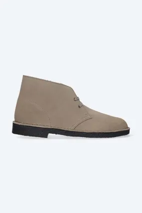 Clarks suede shoes Desert Boot men's gray color 26161792