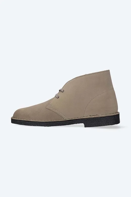 Clarks suede shoes Desert Boot men's gray color 26161792