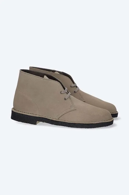 Clarks suede shoes Desert Boot men's gray color 26161792