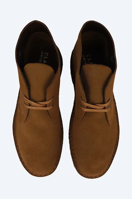 Clarks suede shoes Originals Desert Boot men's brown color