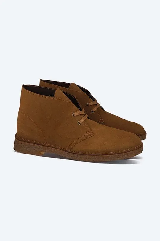 Clarks suede shoes Originals Desert Boot men's brown color