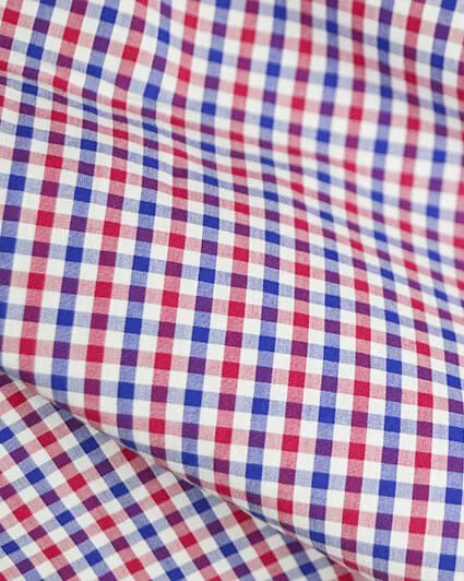 Comfortable Men's Shirt in Red, White & Blue Gingham - Woodies Clothing