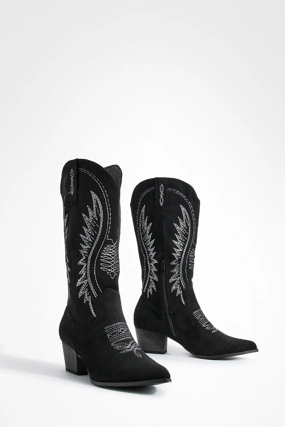 Contrast Stritch Detail Cowboy Boots