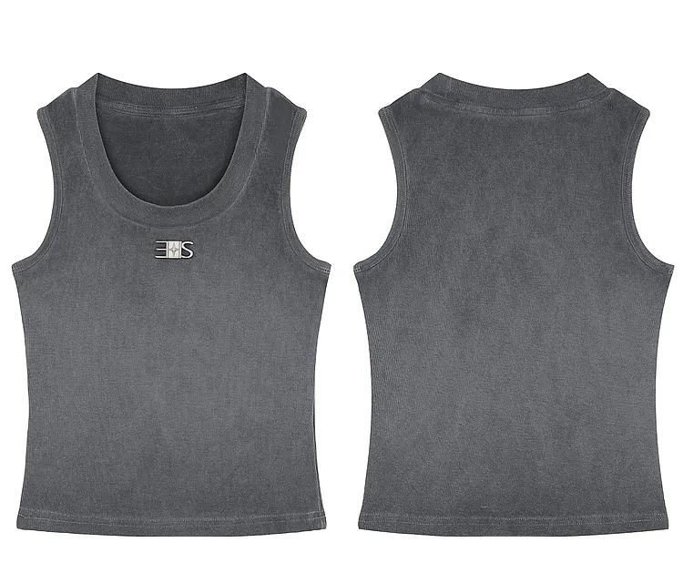 ELF SACK  |Blended Fabrics U-Neck Plain Logo Tanks & Camisoles