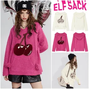 ELF SACK  |Casual Style Long Sleeves Plain V-neck & Crew neck