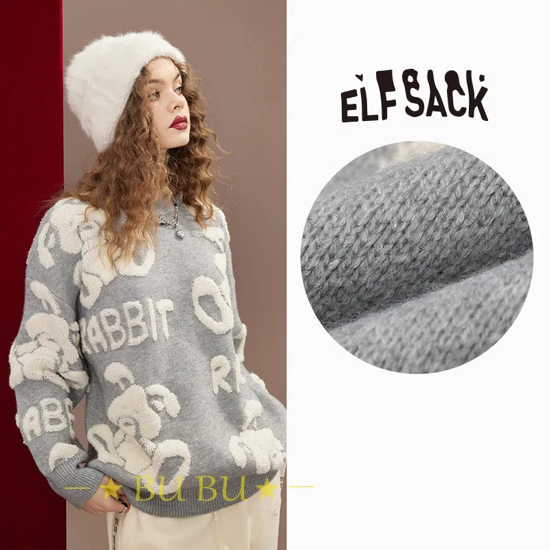 ELF SACK  |Crew Neck Casual Style Unisex Blended Fabrics Long Sleeves