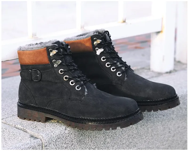 Fashionable Men's Leather Warm Snow Boots