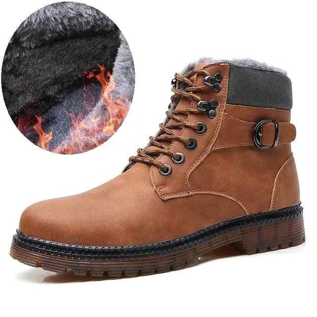 Fashionable Men's Leather Warm Snow Boots