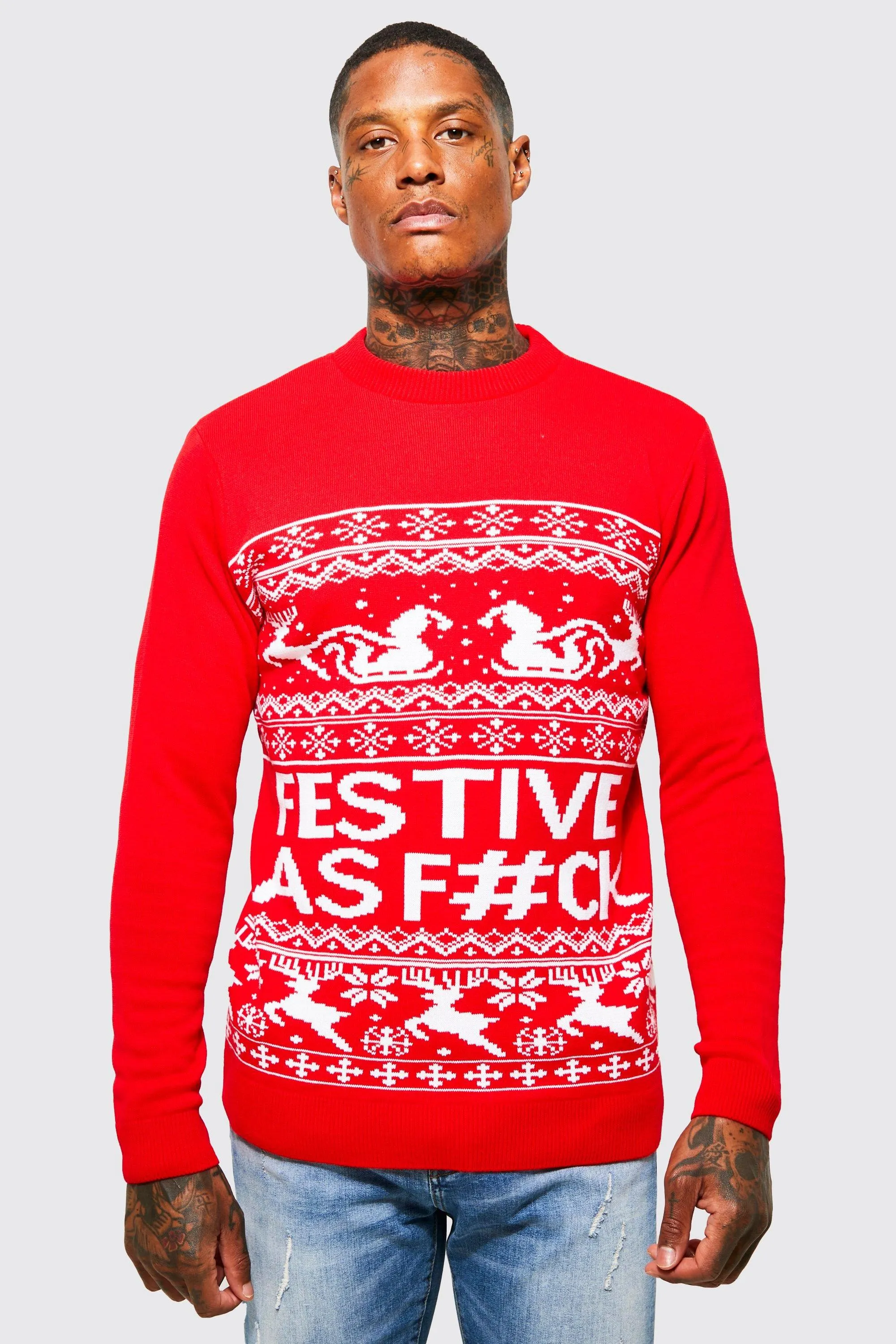 Festive Slogan Christmas Sweater