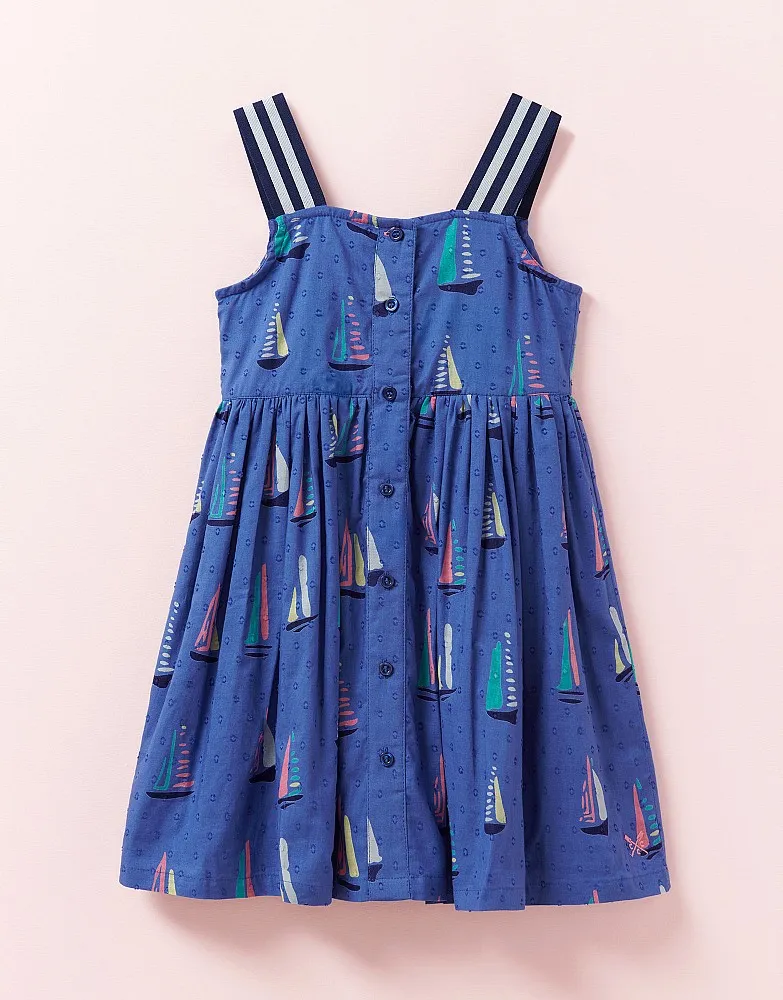 Girl's Boat Print Elastic Strap Dress from Crew Clothing Company