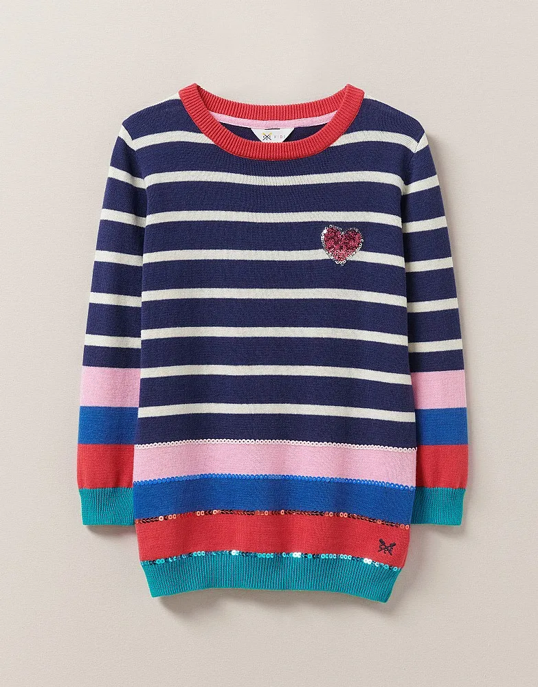 Girl's Stripe Hem Crew Neck Jumper from Crew Clothing Company