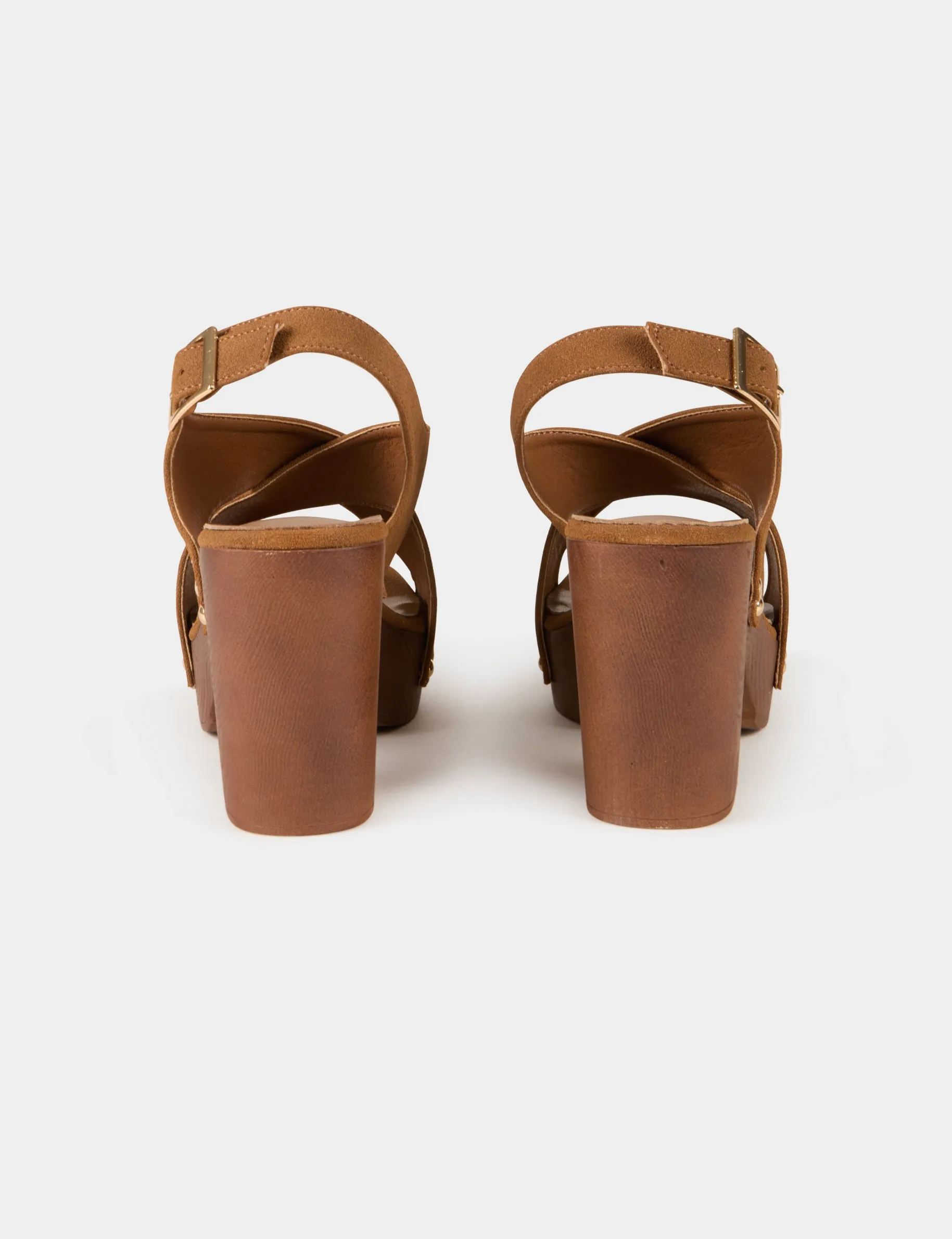 Heeled clogs with studs brown women