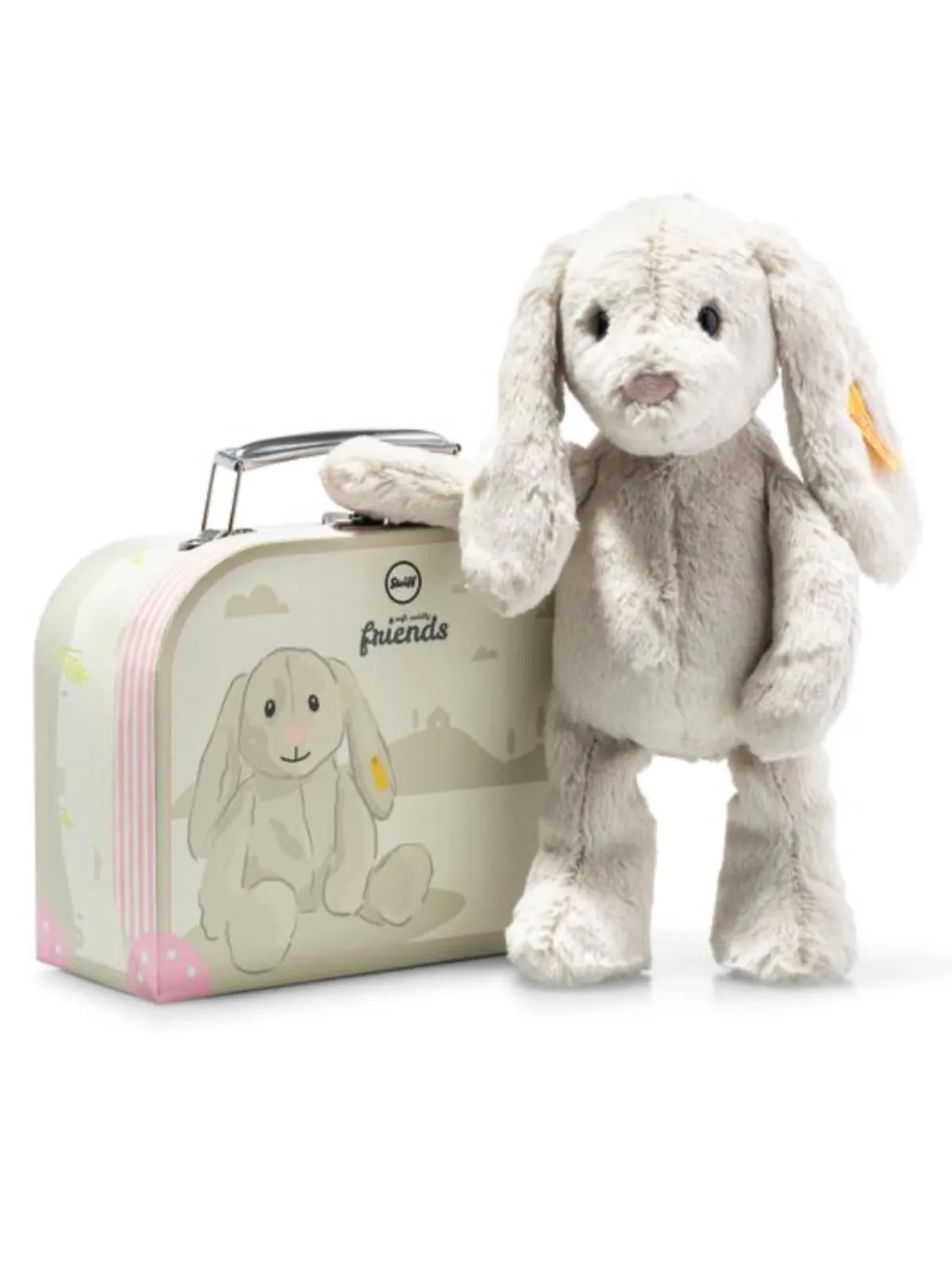 Hoppie Rabbit Steiff Plush Kids Toy Bunny in Suitcase Carry Case